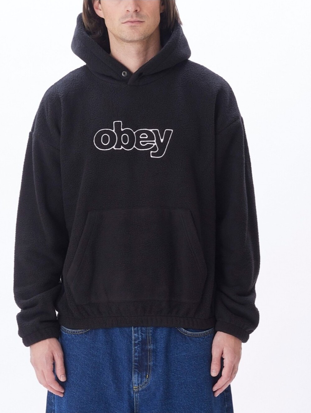 Obey Daily Polar Fleece Hood Size Large